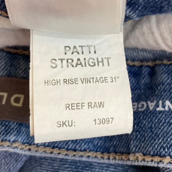 DL1961 Patti Straight High Rise Vintage Jeans Raw Hem Blue Reef Raw Size 27 - Picture 11 of 12